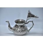 【並行輸入品】 モロッコ 4カップ ティーポット ハンドメイド サービング小 真鍮 シルバーメッキ ティーポット 手彫り Fes Morocco