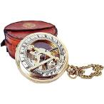 ショッピングスチームケース 【並行輸入品】 真鍮日時計コンパス レザーケースとチェーン付き プッシュオープンコンパス キャンプ ハイキング スチームパンクアクセサリー ゴールデン仕上げ