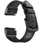 【並行輸入品】 OTOPO Compatible Garmin Fenix 5X / 5X Plus Bands, 26mm Quick fit Hybrid Sport Band Vintage Leather Sweatproof Strap Wrist Band for