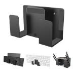 ノートパソコン壁掛け、PCウォールマウントノートパソコンホルダー、接着剤&ねじ込み式、テレビボックスルーター電子書籍リーダー、MacBook、Surface、キーボー