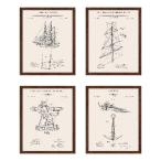 ショッピングsailing 【並行輸入品】 Poster Master 4-Piece Vintage Sailing Blueprint Poster - Ship Patent Print - Sails ＆ Rigging Art - Reefing ＆ Furling Sails Art - Tran
