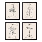 ショッピングsailing 【並行輸入品】 Poster Master 4-Piece Vintage Sailing Blueprint Poster - Ship Patent Print - Sails ＆ Rigging Art - Reefing ＆ Furling Sails Art - Tran