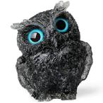 YATOJUZI 2.4インチ フクロウの装飾 フクロウ像 置物 癒しのクリスタルストーン 黒曜石 手彫り 宝石 かわいい ホーム オフィス デスク装飾 スピリチュアルエネル