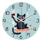XNMラウンド黒猫壁掛け時計リビン...