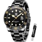 【並行輸入品】 OLEVS Black Watches for Men Luxury Classic Big Face Easy Read Men’s Watches Fashion Casual Stainless Steel Waterproof Quartz Analog