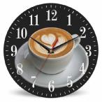 【並行輸入品】 Mxocom コーヒー壁掛け時計 カプチーノアート ハートパターン 10インチ 静音 カチカチ音を立てな