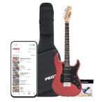【並行輸入品】 PEOZ エレキギター スマートデジタルギター 35サウンドエフェクト搭載 チューナー内蔵 USBインターフェース 5Wスピーカー レッド (ディープレッ