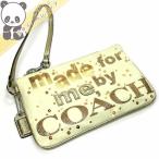 【中古】【未使用】COACH リストレットポーチ ポピー キャンバス/スパンコール/ラメ クリーム系 43776