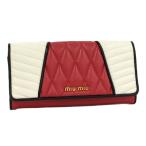MIUMIU ナッパ バイカーカラー キルティング 二つ折り長財布 レザー ホワイト レッド 5M1109