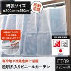 ビニールカーテン 防寒 屋外 業務用 屋外カーテン シート 透明 糸入り 0.23mm厚 幅200cm×丈250cm FT09 既製サイズ CSZ
