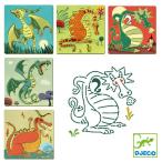 ステンシル ドラゴン 5枚 プレート おもちゃ 知育玩具 ジェコ DJECO （ 6歳 知育 お絵かき お絵かきセット 玩具 こども 6才 ）