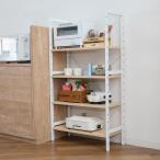 ショッピングキッチンラック キッチンラック 4段 幅62cm ゴミ箱上ラック メラミン スチールフレーム （ オープンラック マルチラック レンジ台 可動棚 キッチン 収納 メラメンシート ）