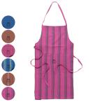 エプロン カディエプロン チェック ストライプ コットン100％ （ キッチンエプロン 綿100％ 首掛け型 胸当てエプロン コットン ポケット付き ）