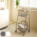 Mash ランドリーワゴン 幅38cm 2段 木目調 スチール バスケット キャスター付き おしゃれ リヴ （ ランドリー ワゴン バスケット付き 脱衣カゴ 洗濯カゴ 収納 ）