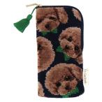 ショッピングポーチ シェニールポーチ ネイビーブルー フラット ロングポーチ GUGU WORLD グーグーワールド 犬 ネコ ポーチ プレゼント ギフト