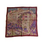 HERMES Hermes Calle 70 шарф RENDEZ VOUS AU 24 24 когда ...... шелк 100% оттенок коричневого [... ломбард ]