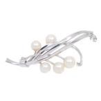 MIKIMOTO ミキモト リーフモチーフ ブローチ シルバー/パール5粒【いおき質店】