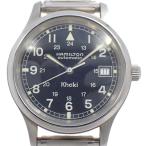 ハミルトン カーキ 自動巻き メンズ 腕時計 黒文字盤 社外ベルト 9721B【いおき質店】