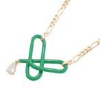 BOTTEGA VENETA ボッテガヴェネタ クリップ エナメル ネックレス シルバー925 ゴールドGP/ジルコニア グリーン色 707842【いおき質店】