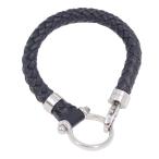 ショッピングオメガ OMEGA オメガ 編み込み ブレスレット ブラック レザー Sサイズ【いおき質店】