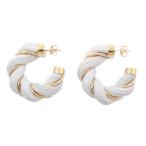 ショッピングbottega BOTTEGA VENETA ボッテガヴェネタ ツイスト フープ ピアス シルバー925 ゴールドGP ホワイト 628948【いおき質店】