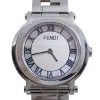 フェンディ 6100L クアドロ ラウンド型 クォーツ レディース 腕時計 白×シェル文字盤 純正SSベルト【いおき質店】