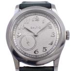 ショッピング自動巻き BALTIC バルチック マイクロローター シルバー グリーンレザー 自動巻き メンズ 腕時計 MR01silver-grn 替えベルト付【いおき質店】