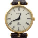 グッチ ラウンド型 シェリーライン クォーツ メンズ 腕時計 アイボリー文字盤 純正革ベルト【いおき質店】