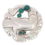 GEORG JENSEN ジョージジェンセン 123 鳩 ブローチ シルバー925/グリーンアゲート【いおき質店】