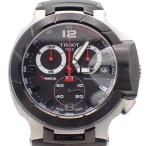 TISSOT ティソ Tレース クロノグラフ クォーツ メンズ 腕時計 黒文字盤 純正ラバーベルト T048417【いおき質店】