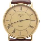 ロンジン ラウンド型 クォーツ メンズ 腕時計 ゴールドGP 2針 純正革ベルト【いおき質店】