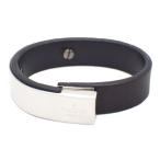GUCCI Gucci plate женский браслет серебряный 925/ кожа черный [... ломбард ]