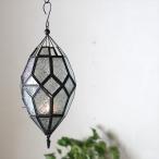モロッコランタン・キャンドルホルダー　高さ40cm　オリエンタルランプ多面体のレリーフガラス　Morocco Lantern Candle holder