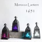 モロッコランタン・キャンドルホルダー　高さ16cm　オリエンタルランプ4面のレリーフガラス　Morocco Lantern Candle holder