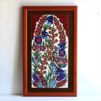 トルコ陶器 手書きタイル 2枚額 H49×W29.5×D1.5cm チューリップとカーネーション Turkish Hand Paint Tiles