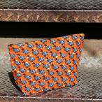 Yahoo! Yahoo!ショッピング(ヤフー ショッピング)西アフリカのプリント布　パーニュ　コスメポーチ オレンジ ダチョウ