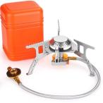 キャンプ シングルバーナー 変換アダプター付き CB缶 OD缶対応　ミニカセットコンロ　アウトドア　登山　火力調節 携帯便利 収納ケース付き