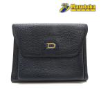 [ Dell vo-] DELVAUX compact бумажник D Logo двойной бумажник темно-синий серия б/у 71-0054 замечательная вещь ломбард круг высота Koshien магазин 