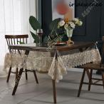 テーブルクロス ビニール 北欧 テーブルカバー PVC製 長方形テーブル クロス 撥水 防水 防油 おしゃれ 食卓カバー 透明 レース縁取り テーブルクロス