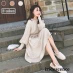 ニットワンピ バルーンスリーブ レディース ワンピース ニット ロングワンピ ケーブル編み ニットワンピース レトロ ポンポン付き 長袖ワンピース