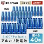 乾電池 単3 単4 40本 単三 電池 BIGCAPA basic 単3形 20本パック×2 LR6Bb/20P アイリスオーヤマ【メール便】【代金引換不可・後払い決済不可・日時指定不可】