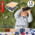ホットカーペット ラグ セット 1.5畳 ダニ退治 折り畳み 電気カーペット フランネルラグ 長方形 130×185cmセット (D)(あすつく)