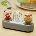 QUALY エコロジー ソルト&ペッパー ウィズピックホルダー 魚 サンゴ クマノミ 海 プレゼント サステナブル リサイクル エシカル スノードーム 水族館