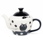 にゃん屋 腹ぺこ 猫 ティーポット 黒 ねこ ネコ 茶こし付 急須 陶磁器 和食器 焼き物 和モダン かわいい おしゃれ