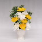 送料無料 仏花 ソープフラワー シャボンフラワー 花器付 こころ  黄 御供 お供え 贈答 贈答品 プレゼント 御仏前 御霊前 お盆 枯れない 造花 せっけん アロマ