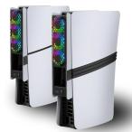 PS5 Pro PS5 Slim 冷却ファン 3段階風量 自動温度検出 RGB LED USB3.0ポート搭載