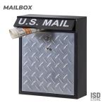 ポスト 壁掛け 壁付け 壁面 ウォールポスト メールボックス おしゃれ スリム 薄型 鍵付き スチール PST-215B