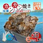 □[牡蠣のカンカン焼き]冷凍 殻付き牡蠣／桃こまち Lサイズ 30個（セット:1缶入）