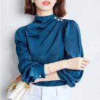 プチハイネックシャツブラウス長袖ト...