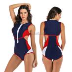 フィットネス 水着 スポーツ レディース ノースリーブ 水着 オールインワン 体型カバー 女性用 スイムウェア ラッシュガード 大人 水泳 海水浴 温泉 プール